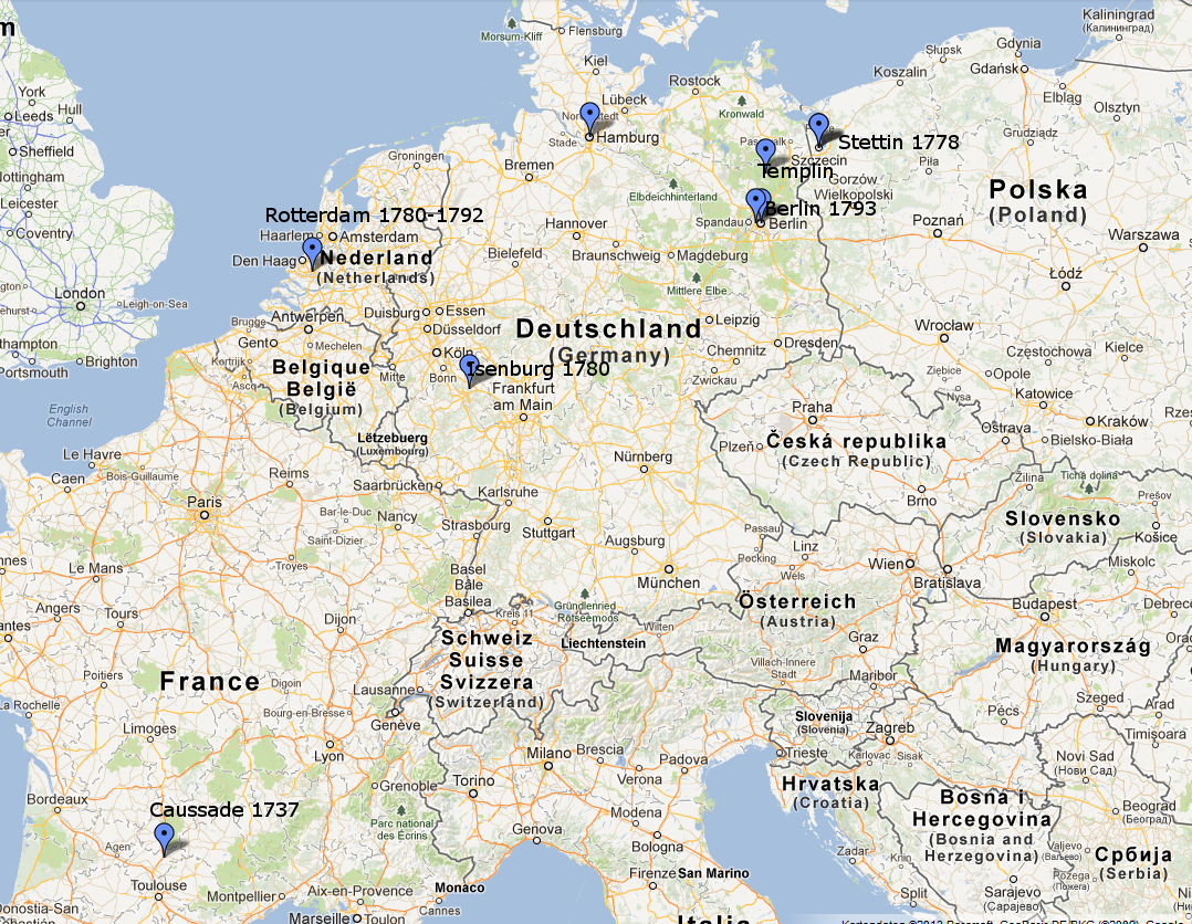 Karte der Lebensstationen